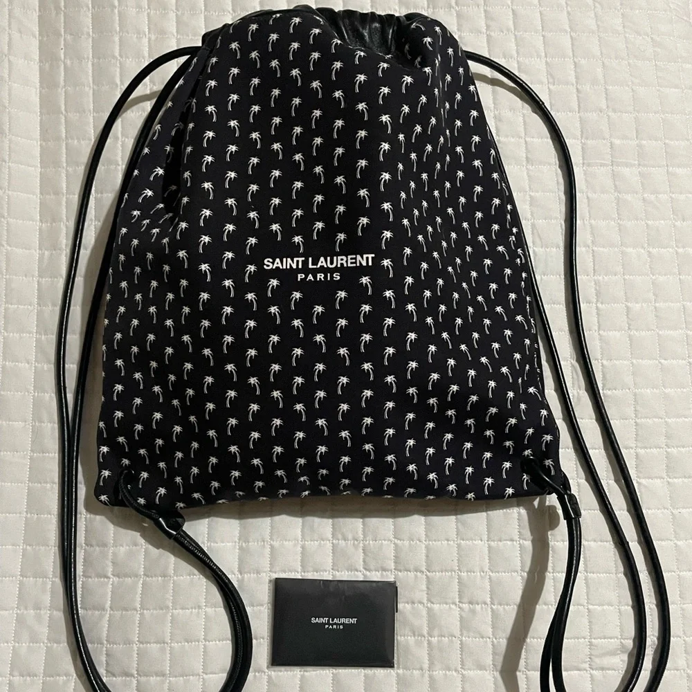 NWOT* SAINT LAURENT Canvas Drawstring Bag with Palm Print